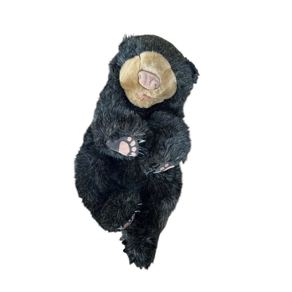 Folkmanis Realistic Black Bear Cub Hand Puppet NWOT 10" Seated Claws Plush Toy